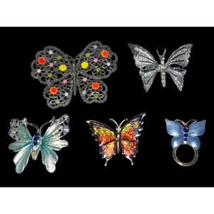 Vintage lot of 5 Butterfly brooches | pins | EUC